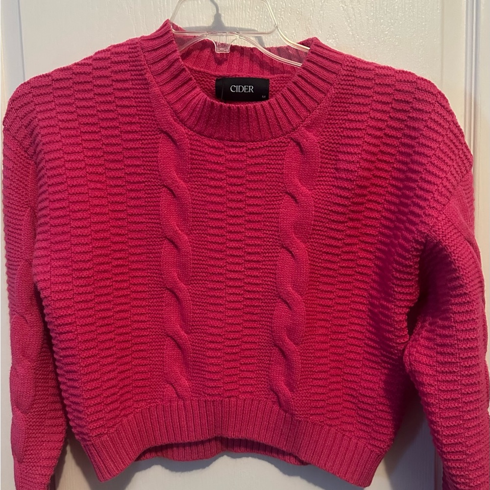 Cider NWT Fuchsia Cable Knit Sweater